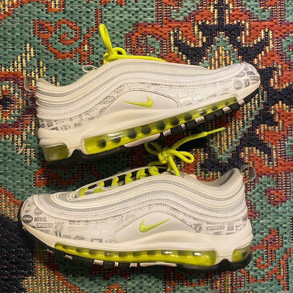 Nike air max 97 volt neon white 3m reflective size 5y